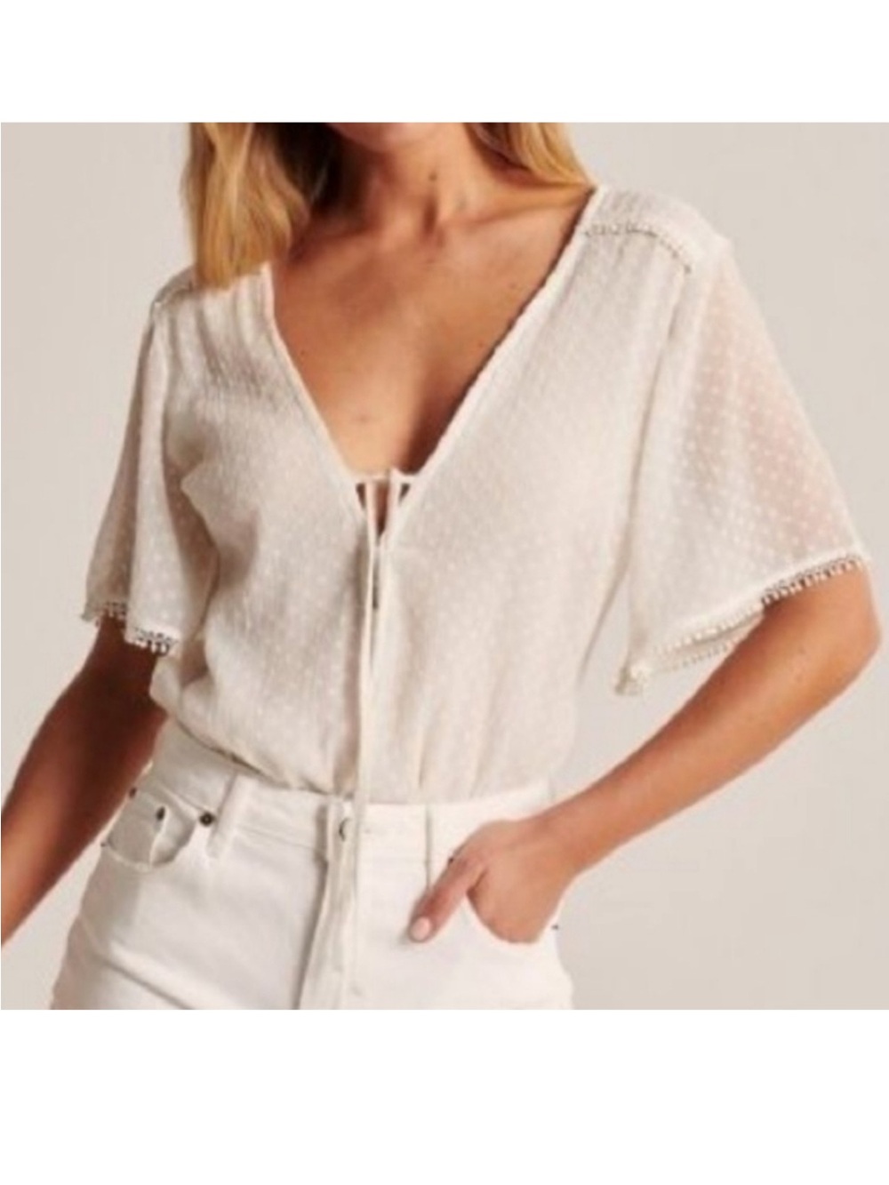 Abercrombie white chiffon blouse bodysuit